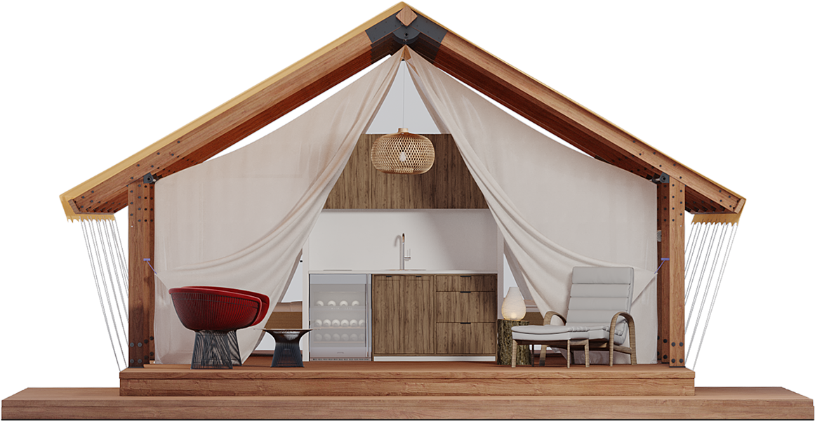 Dwell Maison Glamping Luxury Safari Tent Aspen Model Front View
